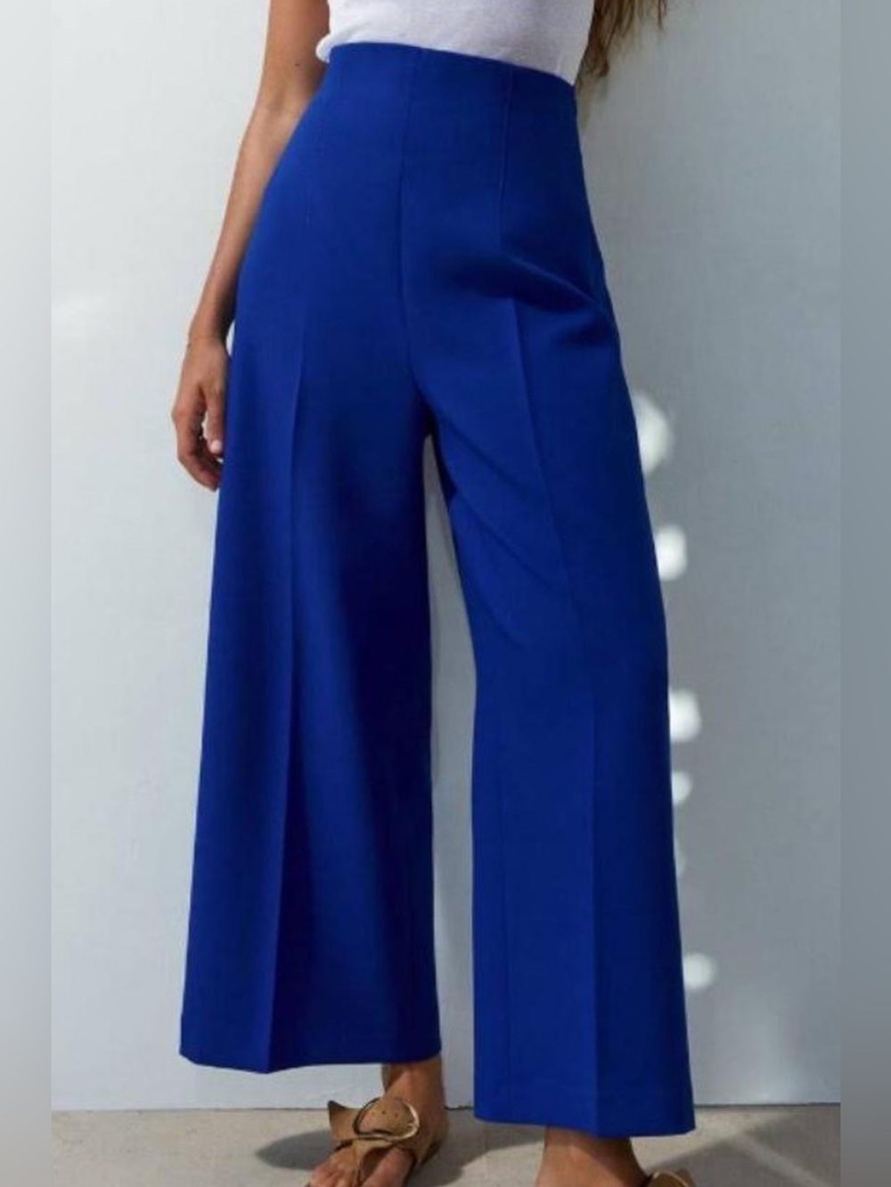 H&M High-Rise Wide Leg Pants in Cobalt Blue - Picture 1 of 14